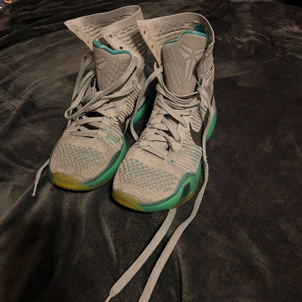 Kobe high top Nike Gray and Green Athletic Shoes